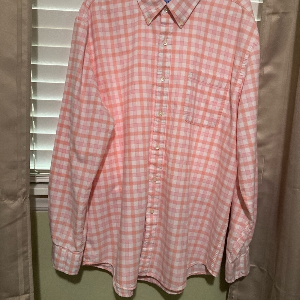 Saddlebred vintage long sleeve Oxford shirt XL pink and white